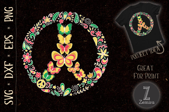 Peace Butterflies Flowers Retro Hippie Review