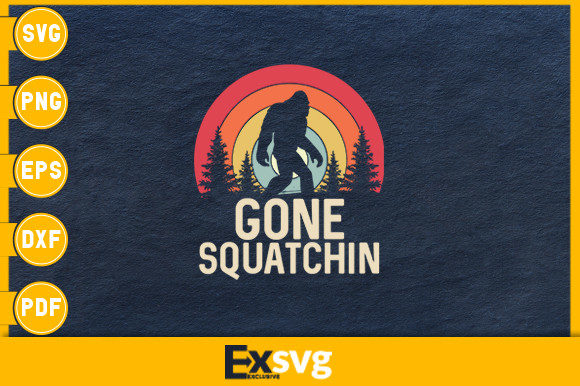 Retro Gone Squatchin Bigfoot Sasquatch