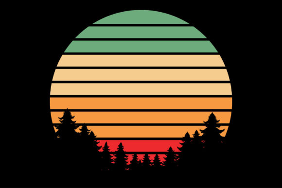 Retro Vintage Sunset Tree Clipart Review