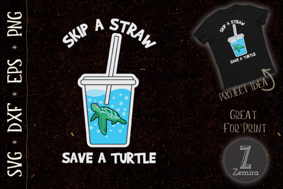 Skip a Straw Save a Turtle Retro Turtle