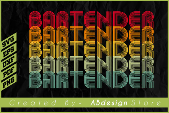 Vintage Retro Bartend Sublimation Design