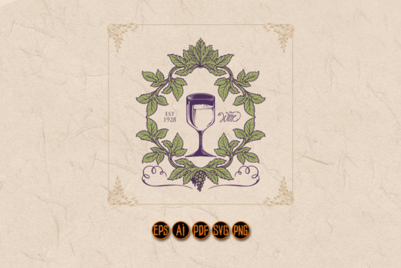 Wine Grape Leaf Frame Retro Labels Logo Review